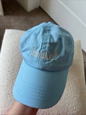 Vacation Embroidered Cotton Baseball Cap - Light Blue